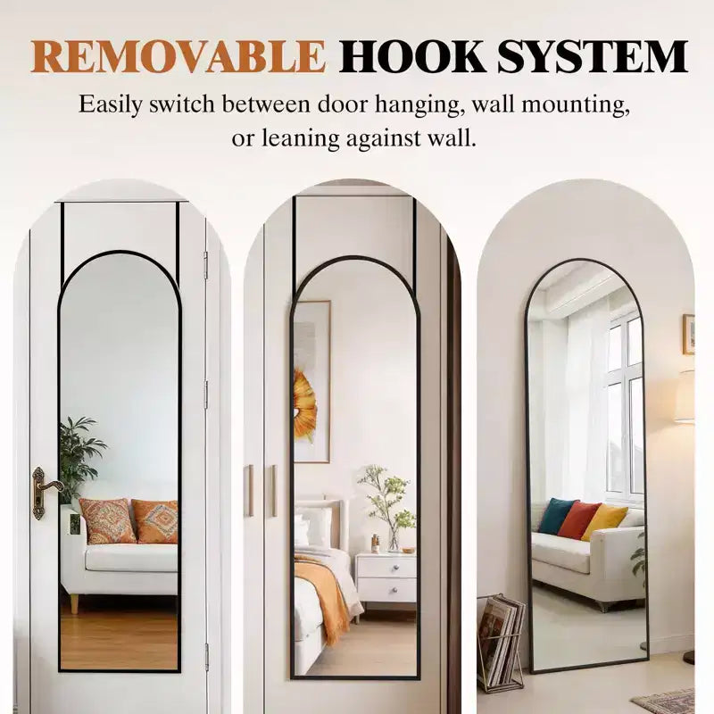47x14 Over-the-Door Full-Length Mirror, Aluminum Frame Space-Saving Vanity Mirror for Bedroom, Living Room, Entryways
