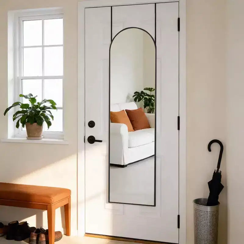 47x14 Over-the-Door Full-Length Mirror, Aluminum Frame Space-Saving Vanity Mirror for Bedroom, Living Room, Entryways