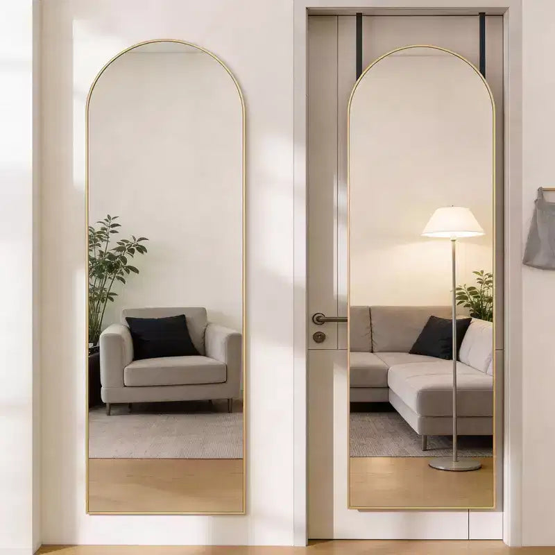 Specchio a figura intera da appendere alla porta 47x14, specchio da parete con cornice in alluminio salvaspazio per camera da letto, soggiorno, ingressi