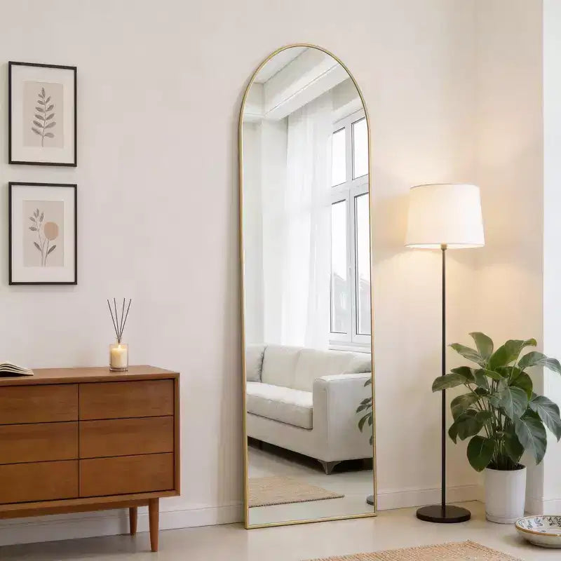 47x14 Over-the-Door Full-Length Mirror, Aluminum Frame Space-Saving Vanity Mirror for Bedroom, Living Room, Entryways
