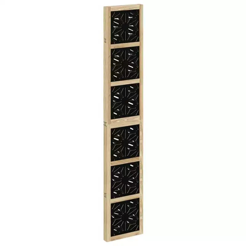 Divisorio Paravento a 4 Pannelli Legno Massello Paulownia Marrone e Nero