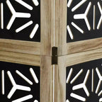 Divisorio Paravento a 4 Pannelli Legno Massello Paulownia Marrone e Nero