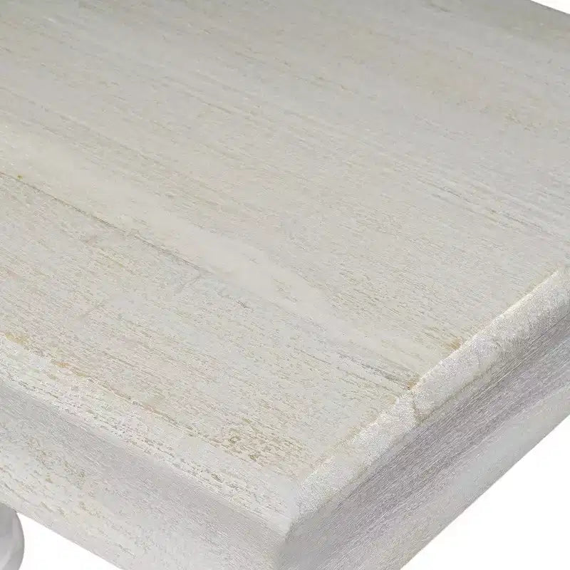 Consolle da divano, piano da 42 pollici, legno di mango bianco lavato sabbiato, gambe a pilastro tornite