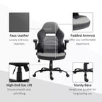 Sedia da gaming ergonomica Vinsetto, sedia da computer stile racing, sedia da ufficio direzionale con similpelle PU, funzione basculante, ruote girevoli, nero/grigio