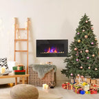 HOMCOM 28.5 1500W Electric Wall-Mounted Fireplace with Flame Effect 7 Color Background Light and Side Light