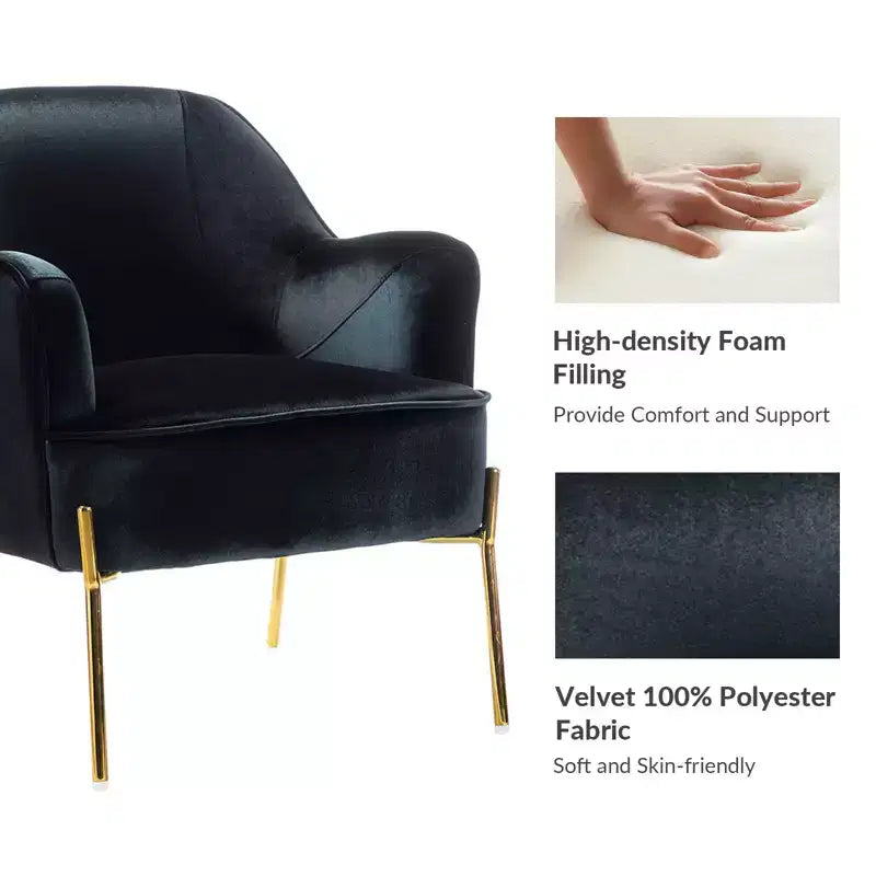 Odo Upholstered Accent Chair Velvet Comfy Living Room Arm Chair | Karat Home