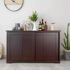 Costway Credenza da Cucina Mobile Contenitore Armadio da Buffet Legno Porte Scorrevoli Dispensa Nero/Grigio/Marrone/Bianco