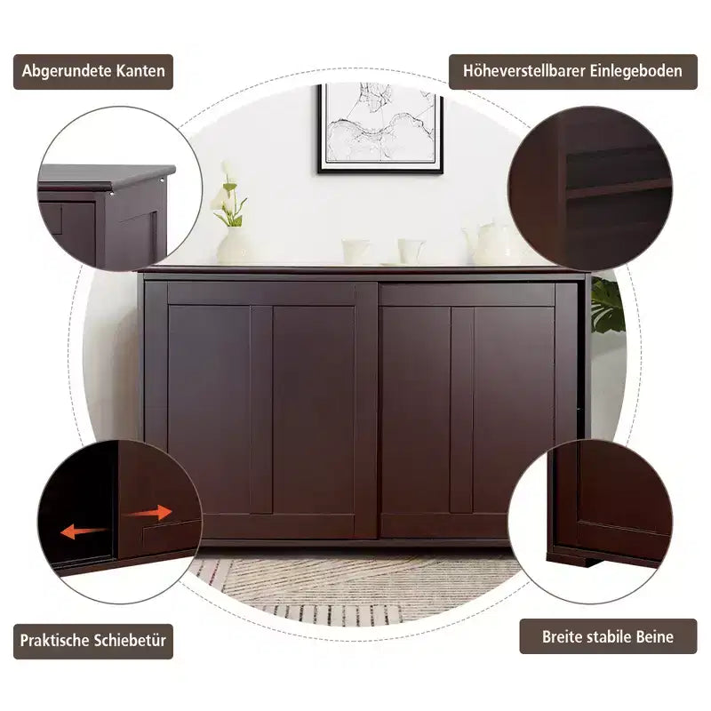 Costway Credenza da Cucina Mobile Contenitore Armadio da Buffet Legno Porte Scorrevoli Dispensa Nero/Grigio/Marrone/Bianco