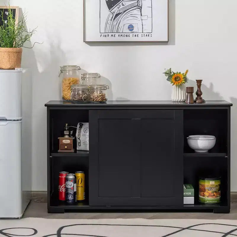 Costway Kitchen Storage Cabinet Sideboard Buffet Cupboard Wood Sliding Door Pantry Black/Gray/Brown/White