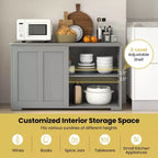 Costway Credenza da Cucina Mobile Contenitore Armadio da Buffet Legno Porte Scorrevoli Dispensa Nero/Grigio/Marrone/Bianco