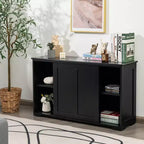 Costway Credenza da Cucina Mobile Contenitore Armadio da Buffet Legno Porte Scorrevoli Dispensa Nero/Grigio/Marrone/Bianco