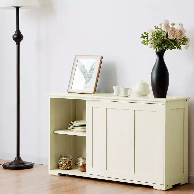 Costway Credenza da Cucina Mobile Contenitore Armadio da Buffet Legno Porte Scorrevoli Dispensa Nero/Grigio/Marrone/Bianco
