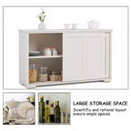 Costway Credenza da Cucina Mobile Contenitore Armadio da Buffet Legno Porte Scorrevoli Dispensa Nero/Grigio/Marrone/Bianco