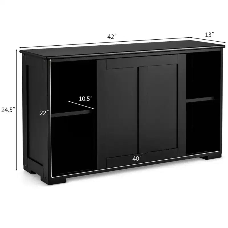Costway Kitchen Storage Cabinet Sideboard Buffet Cupboard Wood Sliding Door Pantry Black/Gray/Brown/White
