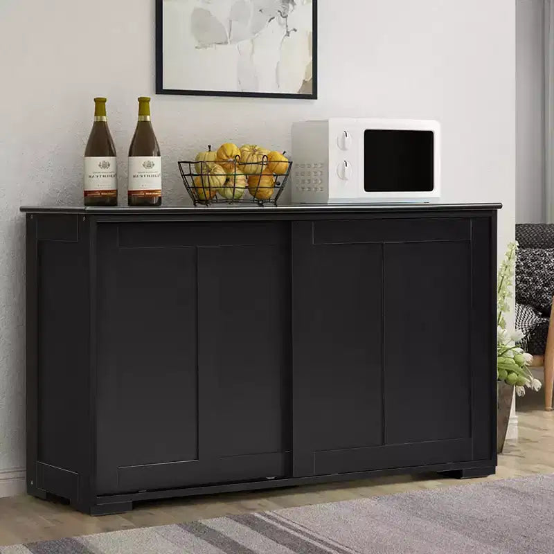 Costway Kitchen Storage Cabinet Sideboard Buffet Cupboard Wood Sliding Door Pantry Black/Gray/Brown/White