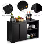 Costway Credenza da Cucina Mobile Contenitore Armadio da Buffet Legno Porte Scorrevoli Dispensa Nero/Grigio/Marrone/Bianco