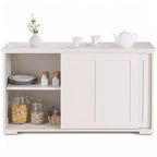 Costway Credenza da Cucina Mobile Contenitore Armadio da Buffet Legno Porte Scorrevoli Dispensa Nero/Grigio/Marrone/Bianco